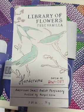 Library of Flowers by Margot elena 2.65oz hand Creme in True vanilla